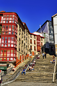 Bilbao Biscay Spain. Stairs in the old city