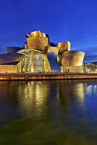 Bilbao Biscay Spain. Guggenheim Museum at sunset