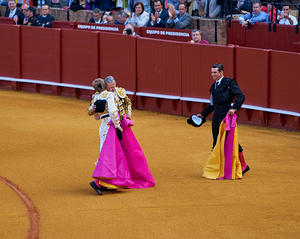 ANDALUSIA SPAIN. Bullfight in Seville Arena