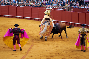 ANDALUSIA SPAIN. Bullfight in Seville Arena