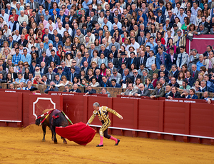 ANDALUSIA SPAIN. Bullfight in Seville Arena