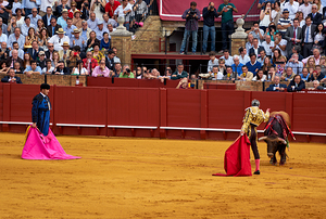 ANDALUSIA SPAIN. Bullfight in Seville Arena