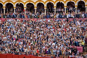 ANDALUSIA SPAIN. Bullfight in Seville Arena