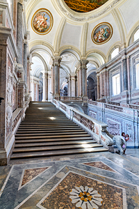 Caserta Campania Italy. The scalone staircase of honour by Luigi Vanvitelli at the Royal Palace