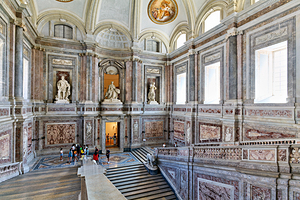 Caserta Campania Italy. The scalone staircase of honour by Luigi Vanvitelli at the Royal Palace