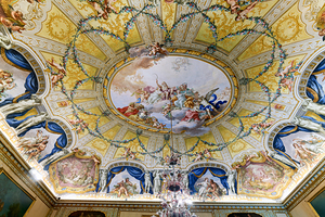 Caserta Campania Italy. The Royal Palace. The ceiling of Queen Maria Carolina apartment