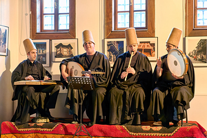 Istanbul Turkey. Playing music instruments during a sufi whirling performance