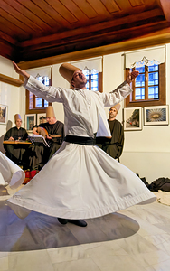 Istanbul Turkey. Whirling dervishes during a sufi whirling performance