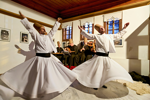 Istanbul Turkey. Whirling dervishes during a sufi whirling performance