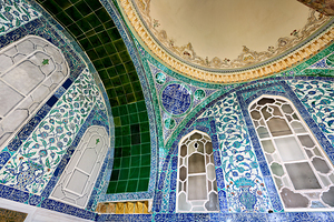 Istanbul Turkey. Topkapi Palace. Decorated walls in the Harem