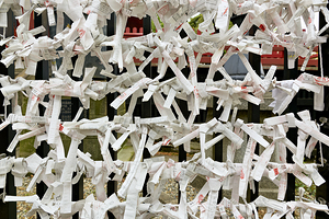 Japan. Tokyo. Invocations and wishes at Senso Ji Temple in Asakusa