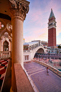 Venetian Hotel at Sunset. Las Vegas Nevada USA
