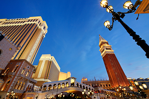 Venetian Hotel at Sunset. Las Vegas Nevada USA