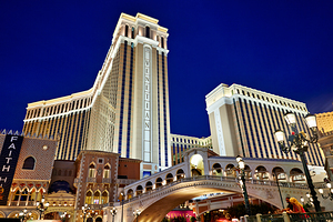 Venetian Hotel at Sunset. Las Vegas Nevada USA