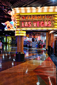 Welcome to Las Vegas sign. MGM Grand Hotel. Las Vegas Nevada USA