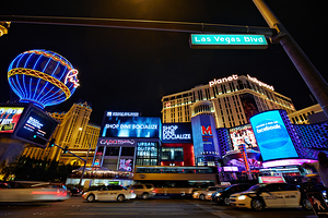 The Strip by night. Las Vegas Nevada USA