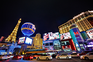 The Strip by night. Las Vegas Nevada USA