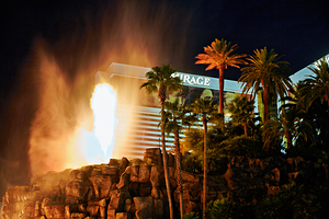 Volcano eruption night show at Mirage Hotel. Las Vegas Nevada USA
