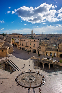 Matera Basilicata Italy. High angle view of Piazza Vittorio Veneto