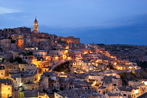 Matera Basilicata Italy. Cityscape ay sunset
