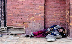 Nepal. Kathmandu. A beggar
