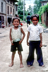 Nepal. Kathmandu. Two children