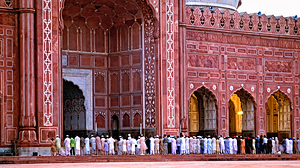Pakistan. Badshahi mosque in Lahore. Prayer time