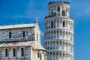 Pisa Tuscany Italy. Piazza dei Miracoli Square of Miracles. The Cathedral and the Leaning Tower