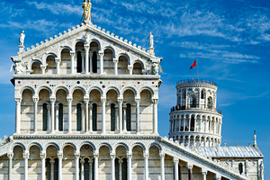 Pisa Tuscany Italy. Piazza dei Miracoli Square of Miracles. The Cathedral and the Leaning Tower
