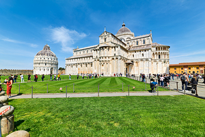 Pisa Tuscany Italy. Piazza dei Miracoli Square of Miracles. Baptistry and the Cathedral