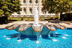 Fountains in Temple Square. Salt Lake City Utah USA