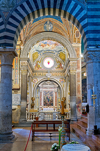 San Gimignano. Tuscany. Italy. The interior of the Collegiata di Santa Maria Assunta. Duomo Cathedral