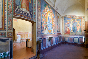 San Gimignano. Tuscany. Italy. Frescoes in the church of San Lorenzo in Ponte. Madonna col Bambino in gloria Madonna with Child in Glory by Simone Martini