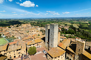 San Gimignano. Tuscany. Italy. Aerial view of the old town