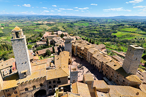 San Gimignano. Tuscany. Italy. Aerial view of the old town