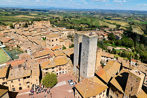 San Gimignano. Tuscany. Italy. Aerial view of the old town