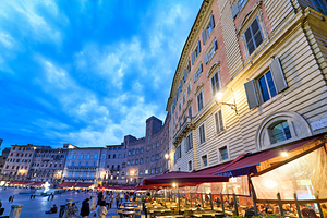 Siena Tuscany Italy. Piazza del Campo at sunset