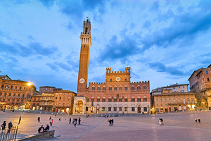 Siena Tuscany Italy. Piazza del Campo at sunset
