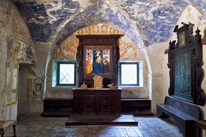 Montefalco Umbria Italy. San Francesco Church frescoed by Benozzo Gozzoli