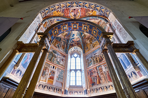 Montefalco Umbria Italy. San Francesco Church frescoed by Benozzo Gozzoli. The apse