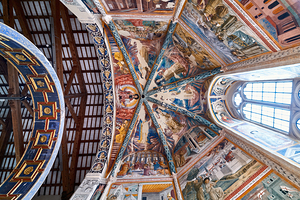 Montefalco Umbria Italy. San Francesco Church frescoed by Benozzo Gozzoli. The apse