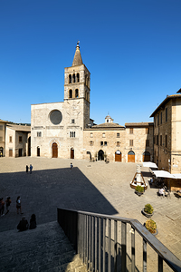 Bevagna Umbria Italy. San Michele Arcangelo church in San Silvestro square