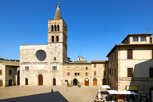 Bevagna Umbria Italy. San Michele Arcangelo church in San Silvestro square