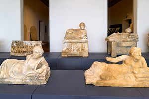 Volterra Tuscany Italy. Guarnacci Museum of Etruscan Artifacts. Cinerary Urns