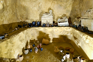 Volterra Tuscany Italy. Guarnacci Museum of Etruscan Artifacts. A tomb