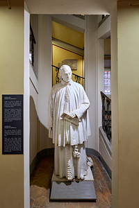 Volterra Tuscany Italy. Guarnacci Museum of Etruscan Artifacts. Statue of Mario Guarnacci by sculptor Bagnolesi