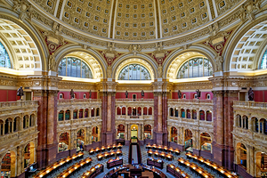 Inside the Library of Congress. The Reading Hall. Washington D.C.