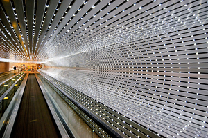 The walkway connecting East and West Buildings of the National Gallery of Art. Washington D.C.