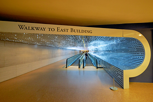The walkway connecting East and West Buildings of the National Gallery of Art. Washington D.C.