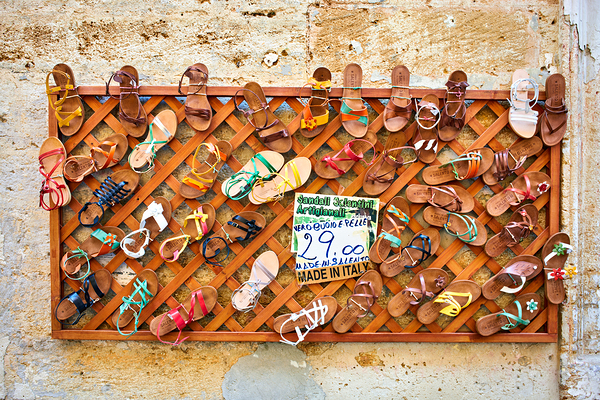 Apulia Puglia Salento Italy. Lecce. Traditional sandals Print